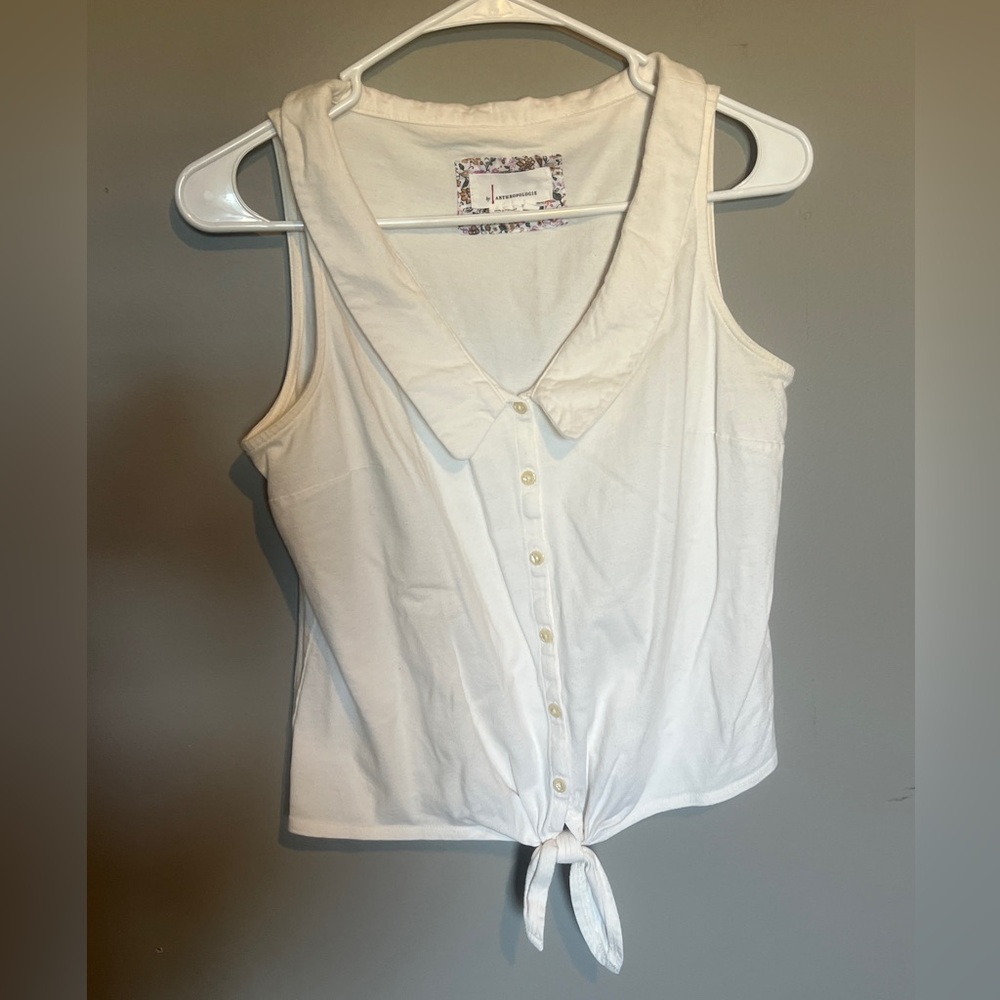 Anthropologie White Sleeveless Top Size Small